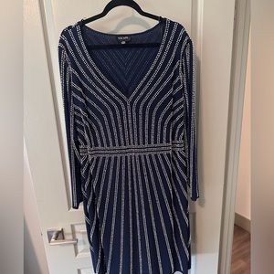 XSCAPE Long Sleeved Short Beaded Dress